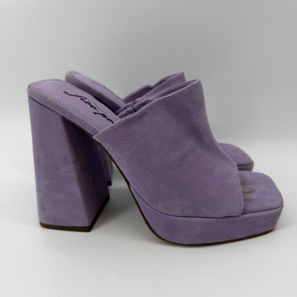 FREE PEOPLE Suede Platform Margo Mule African Violet Periwinkle Purple Size 7.5